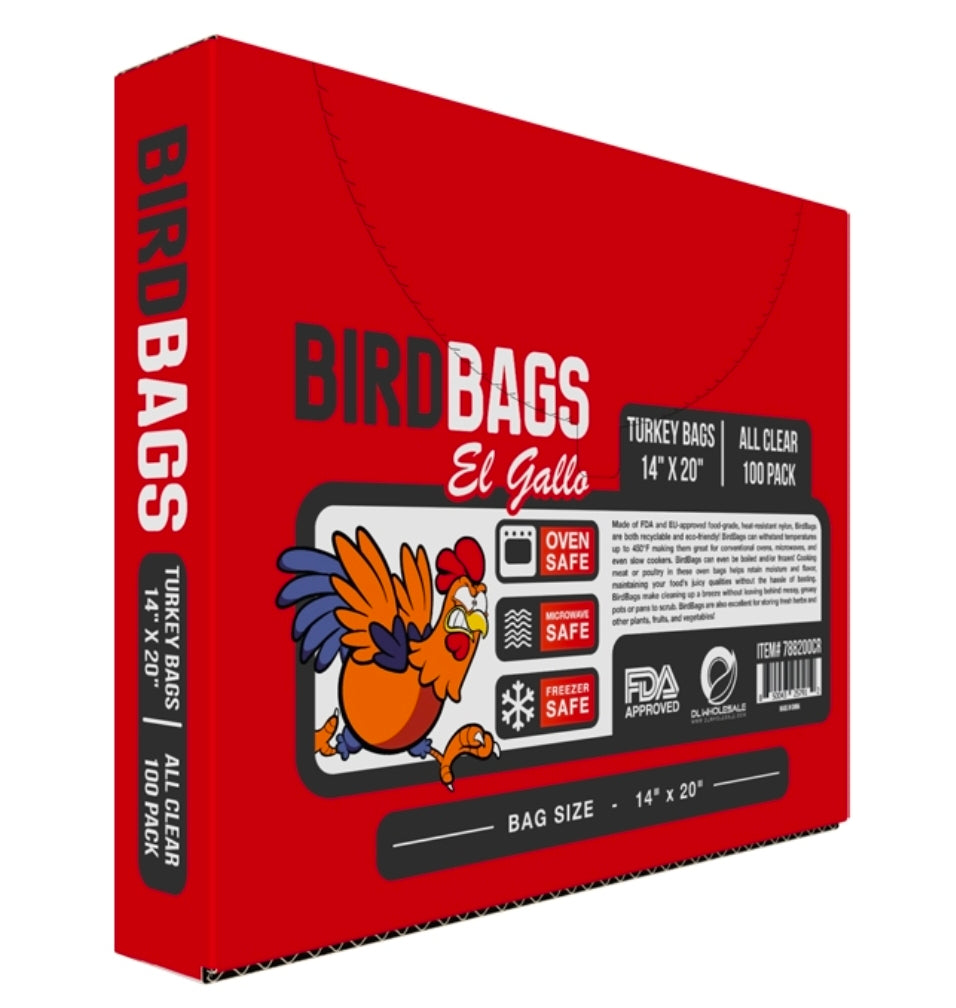 Bird Bags 2 Gallon EL Gallo Turkey Bags 14" x 20" (100 Pack)