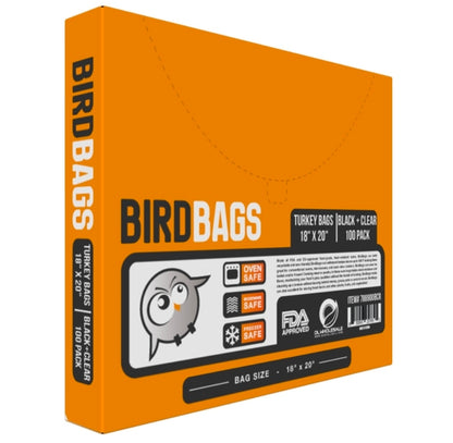 Bird Bags 3 Gallon Turkey Bags Black & Clear 18" x 20" (100 Pack)